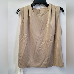 Commense satin sleeveless padded shoulder top